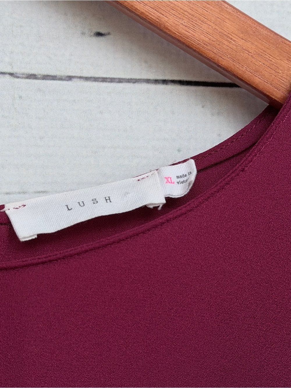 Lush Plum Long-Sleeve Blouse with Ruffle Shoulder Detail - Picture 2 of 4